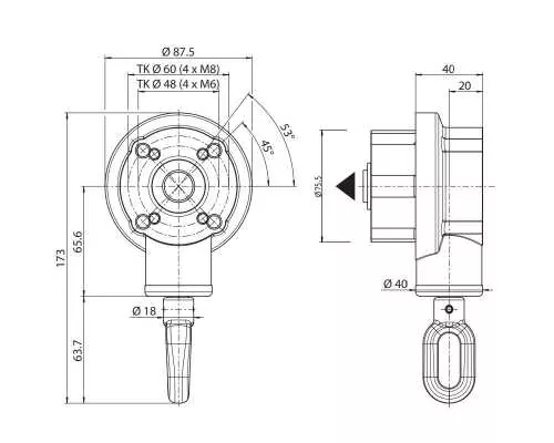 Geiger Kegelradgetriebe 3:1 für Tuchwelle 78 mm
