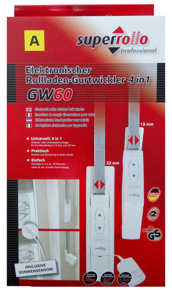 SUPERROLLO GW60 elektrischer 4in1 Rollladen Gurtwickler Rolladen Wickler Antrieb 