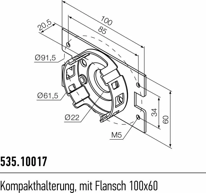 Kompakthalterung mit Flansch | 535.10017
