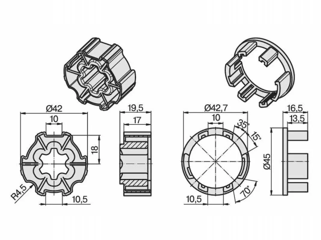 Becker Adapterset ZF45 Zurflüh Feller