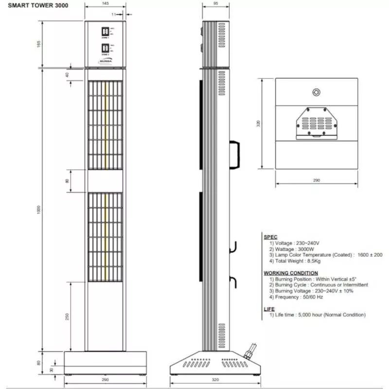 Burda SMART TOWER IP24 3000W