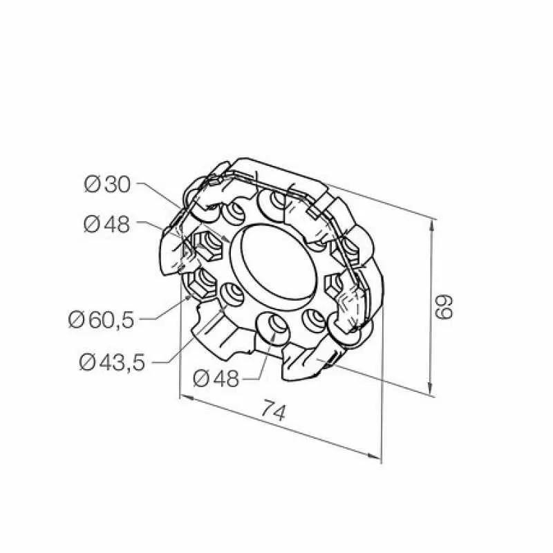 elero Motorlager Teilkreis 48 und 60 mm ALU | 230030001