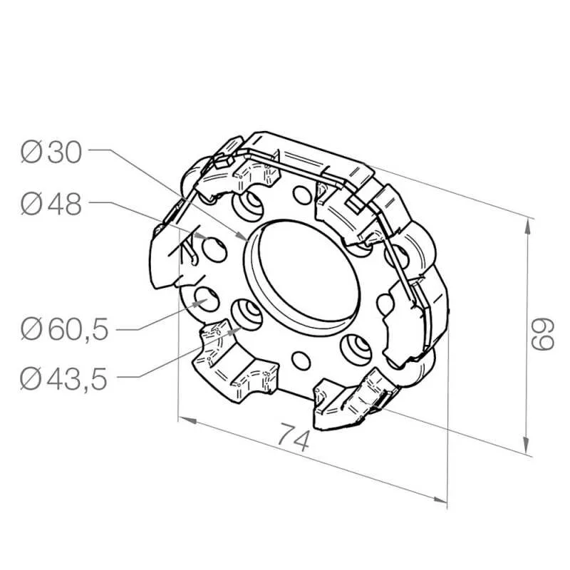 elero Motorlager Teilkreis 48 und 60 mm ALU M6/M8 | 230030301